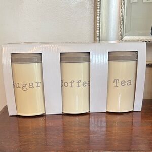 Cream Kitchen Canister Set - Sugar, Coffee & Tea